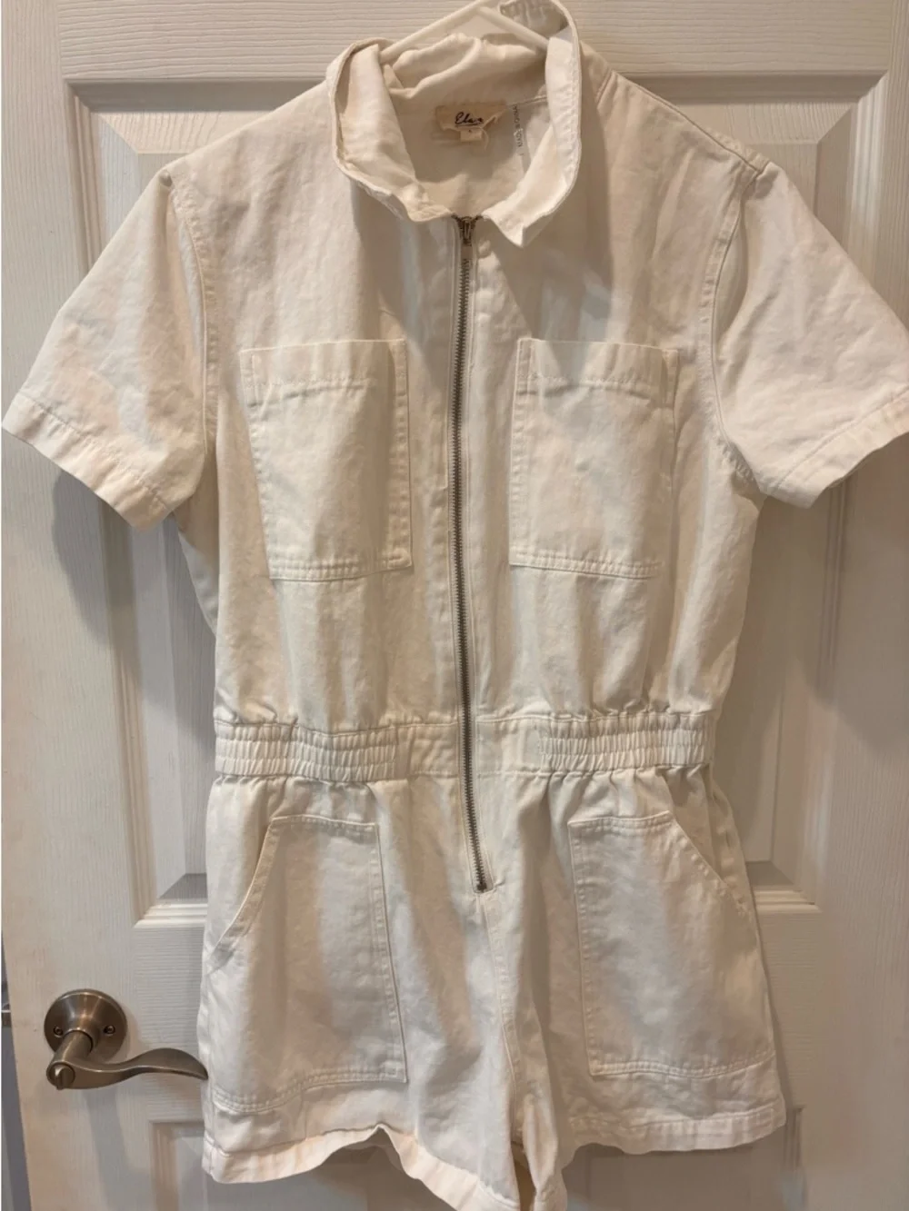 Elan‎ Zipper Front White Jumpsuit/ Romper